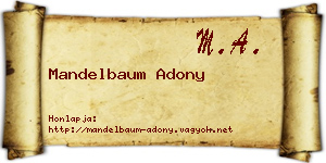Mandelbaum Adony névjegykártya